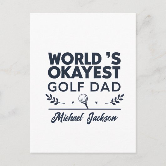 World’s Okayest Golf Dad Custom Name Design Feestdagenkaart (Voorkant)