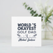 World’s Okayest Golf Dad Custom Name Design Feestdagenkaart (Staand voorkant)