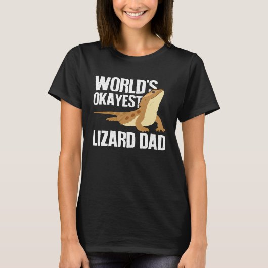 World s Okayest Lizard Dad Pet Bearded Dragon Rep T-shirt (Voorkant)