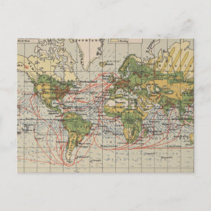  World Sailing Routes Map (1914) Briefkaart