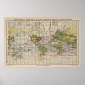 World Sailing Routes Map (1914) Poster (Voorkant)