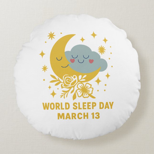 World Sleep Day – Rest in Style  Round Pillow Rond Kussen (Voorkant)