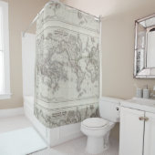 World Telegraph Lines Map (1855) Douchegordijn (In situ)