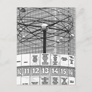 World Time Clock, Alexanderplatz, Berlijn, B & W ( Briefkaart