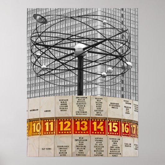 World Time Clock, Alexanderplatz, Berlijn, Deel B& Poster (Voorkant)