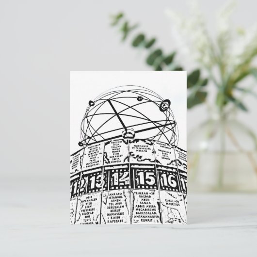 World Time Clock, Alexanderplatz, Berlin, Sketch(1 Briefkaart (Staand voorkant)