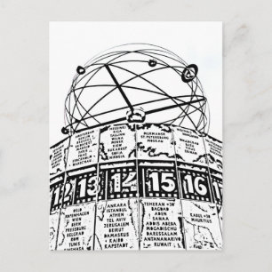 World Time Clock, Alexanderplatz, Berlin, Sketch(1 Briefkaart