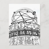 World Time Clock, Alexanderplatz, Berlin, Sketch(1 Briefkaart (Voorkant)