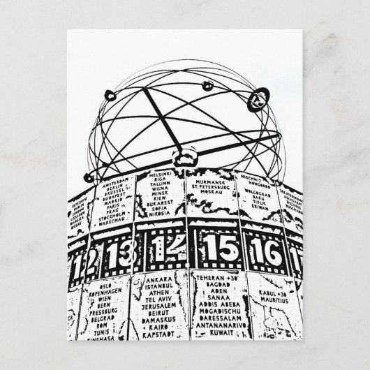 World Time Clock, Alexanderplatz, Berlin, Sketch(1 Briefkaart (Voorkant)