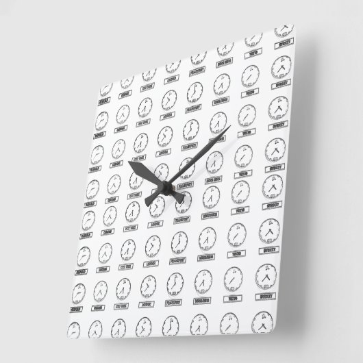 World Time Clocks Vierkante Klok (Hoek)