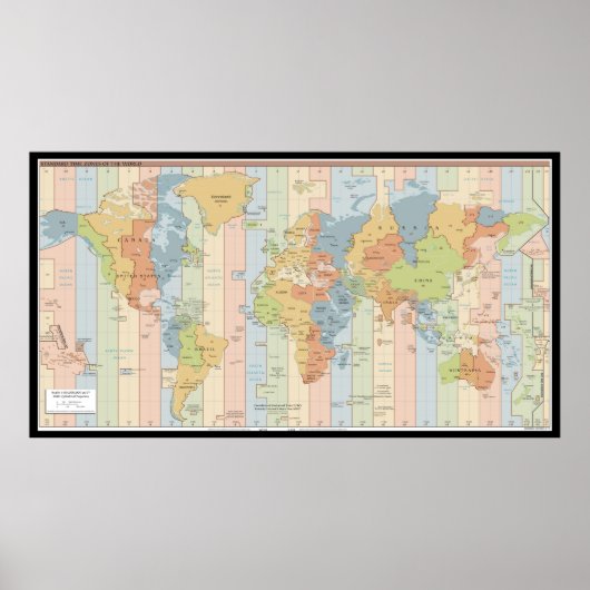 World Time Zone Map Poster (Voorkant)
