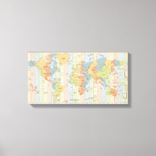World Time Zones Map Canvas Afdruk