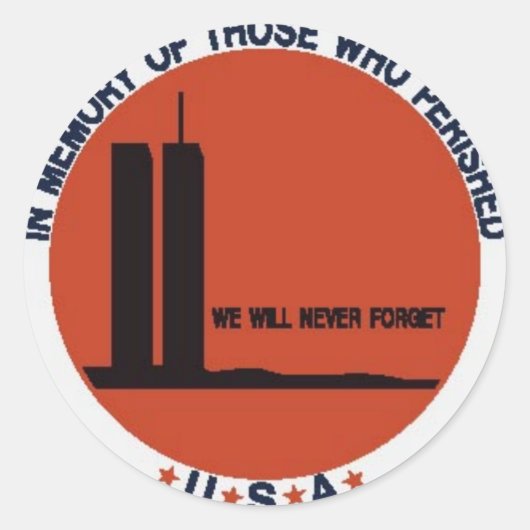 WORLD TRADE CENTER 9/11 RONDE STICKER (Voorkant)