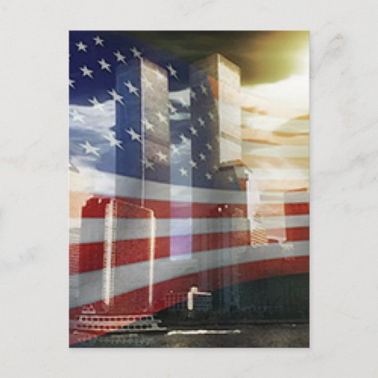 World Trade Center met vlag Briefkaart (Voorkant)