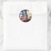 World Trade Center met vlag Ronde Sticker (Tas)