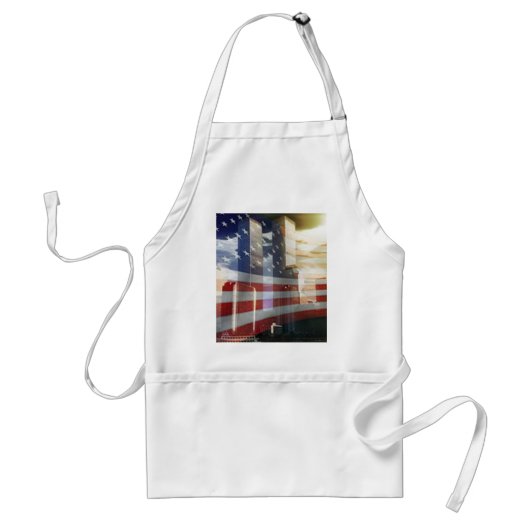World Trade Center met vlag Standaard Schort (Voorkant)