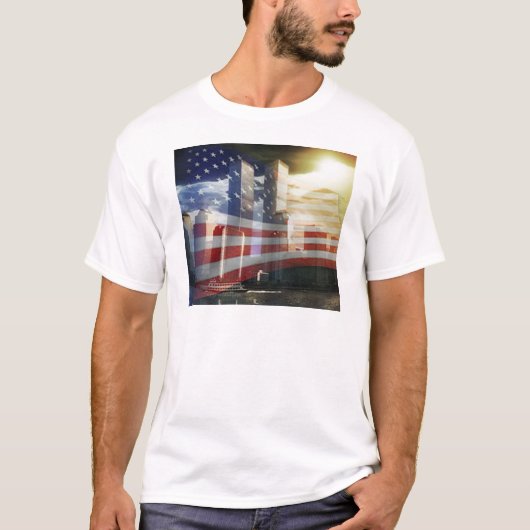 World Trade Center met vlag T-shirt (Voorkant)