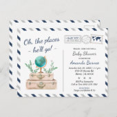 World Travel Adventure Baby Boy Shower Sprinkle Briefkaart (Voorkant / Achterkant)