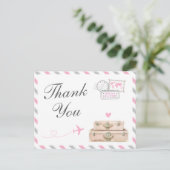 World Travel Baby Meisje Douche Sprinkle Dank je Briefkaart (Staand voorkant)