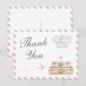 World Travel Baby Meisje Douche Sprinkle Dank je Briefkaart (Voorkant / Achterkant)