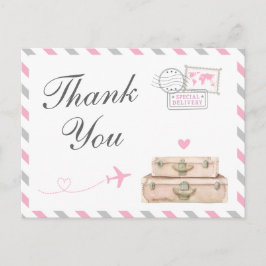 World Travel Baby Meisje Douche Sprinkle Dank je Briefkaart
