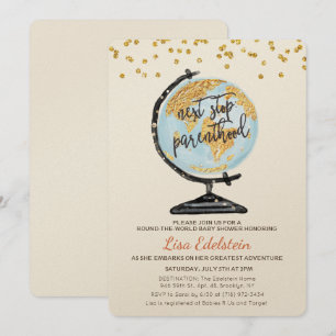 World Travel Baby shower Invitation Kaart