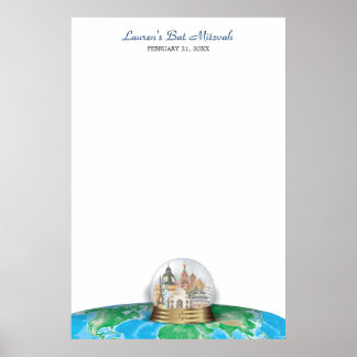 World Travel Bar Bat Mitzvah Sign-In Poster