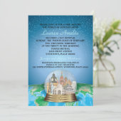 World Travel Bar Bat Mitzvah Snow Wereldbol Kaart (Staand voorkant)