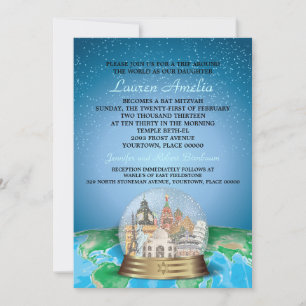 World Travel Bar Bat Mitzvah Snow Wereldbol Kaart