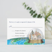 World Travel Bar Bat Mitzvah Snow Wereldbol Reply RSVP Kaartje (Staand voorkant)