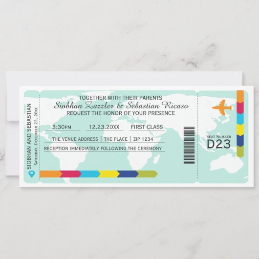 World Travel Boarding Pass Weddenschap Ticket Kaart (Voorkant)