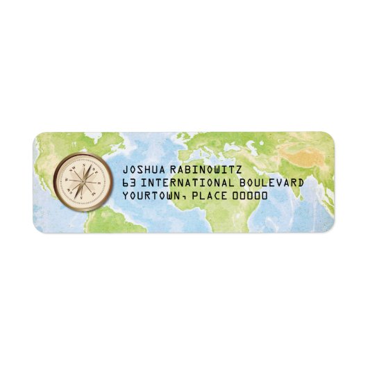 World Travel Compass Bar Bat Mitzvah Etiket (Voorkant)
