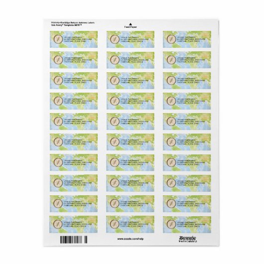 World Travel Compass Bar Bat Mitzvah Etiket (Full Sheet)