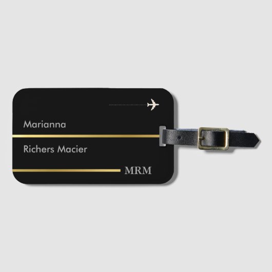 World Travel Custom Black Bagagelabel (Voorkant (horizontaal))