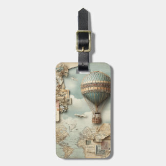 World Travel Hot Air Balloon Bagagelabel
