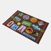 World Travel Luggage Sticker Suitcase Name Deurmat (Schuin)