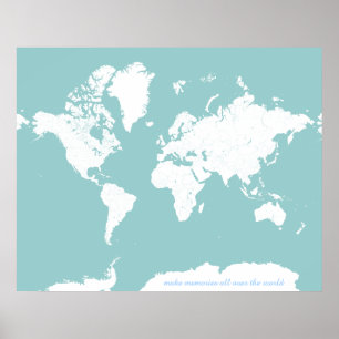 World Travel Map - achtergrondkleur Poster