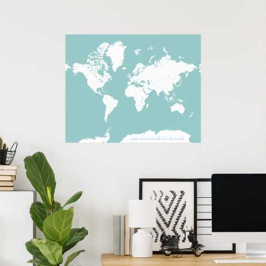 World Travel Map - achtergrondkleur Poster (Thuiskantoor)