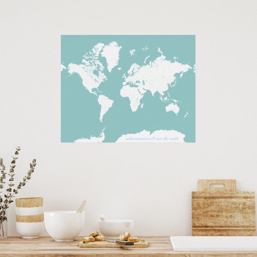 World Travel Map - achtergrondkleur Poster (Keuken)