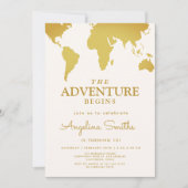  'World Travel Map'-avontuur Gold Birthday Kaart (Voorkant)