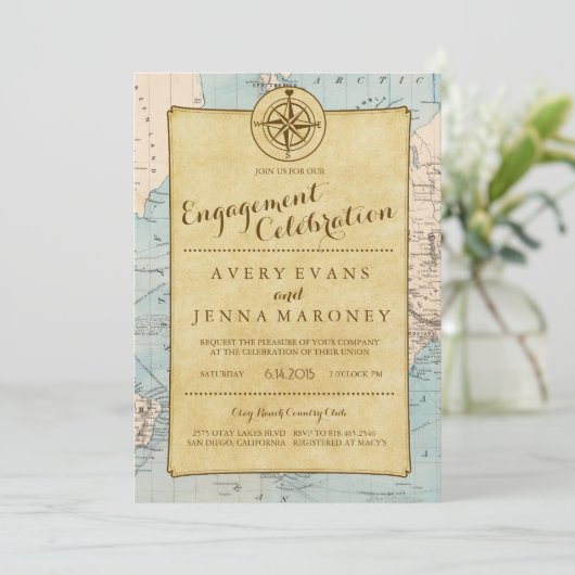  World Travel Map Engagement Party Kaart (Staand voorkant)