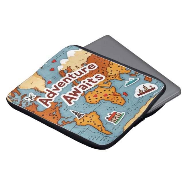 World Travel Map met offerte Laptop Sleeve (Voorkant top)