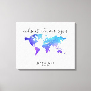 World Travel Map Weddenschap Boek Canvas Afdruk