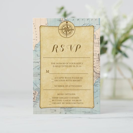  World Travel Map Wedding RSVP (Staand voorkant)