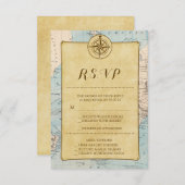  World Travel Map Wedding RSVP (Voorkant / Achterkant)