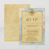  World Travel Map Wedding RSVP Kaartje (Voorkant / Achterkant)
