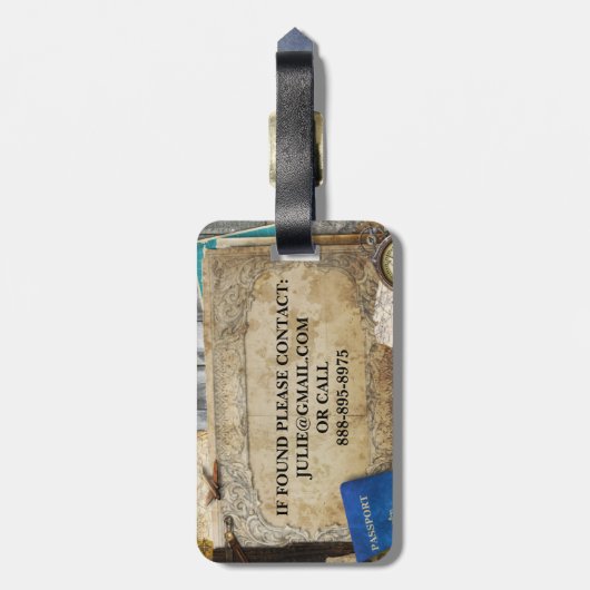  World Travel Papers & Compass Bagagelabel (Achterkant verticaal)