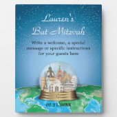 World Travel Snow Wereldbol Bar Bat Mitzvah Fotoplaat (Voorkant)