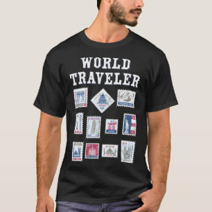 World Travel Stamp Gift voor Reizigers Mannen Vrou T-shirt