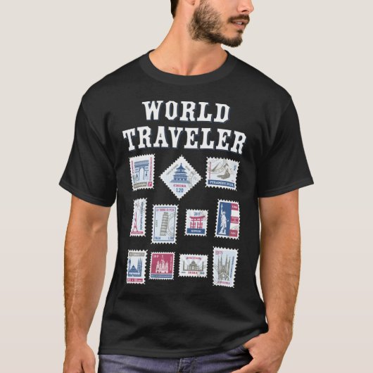World Travel Stamp Gift voor Reizigers Mannen Vrou T-shirt (Voorkant)